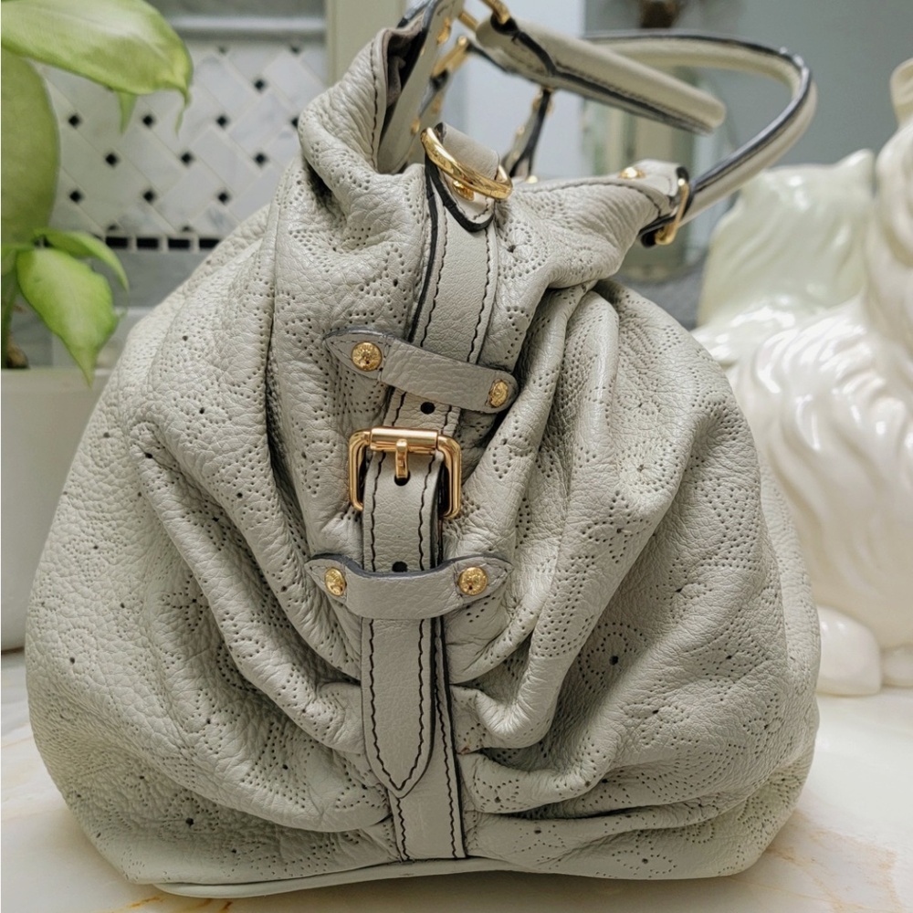 Louis Vuitton Grande Vert GRIS Mahina Leather Handbag GM XL Purse Satchel TH2097 - Picture 3 of 16